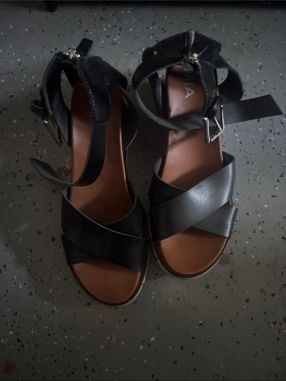 MIA Black Crisscross Ankle Strap Sandals